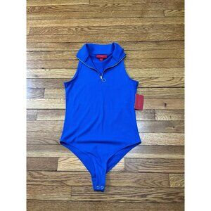 Jennifer Lopez Sleeveless Bodysuit Blue Women's Size Medium NWT $36